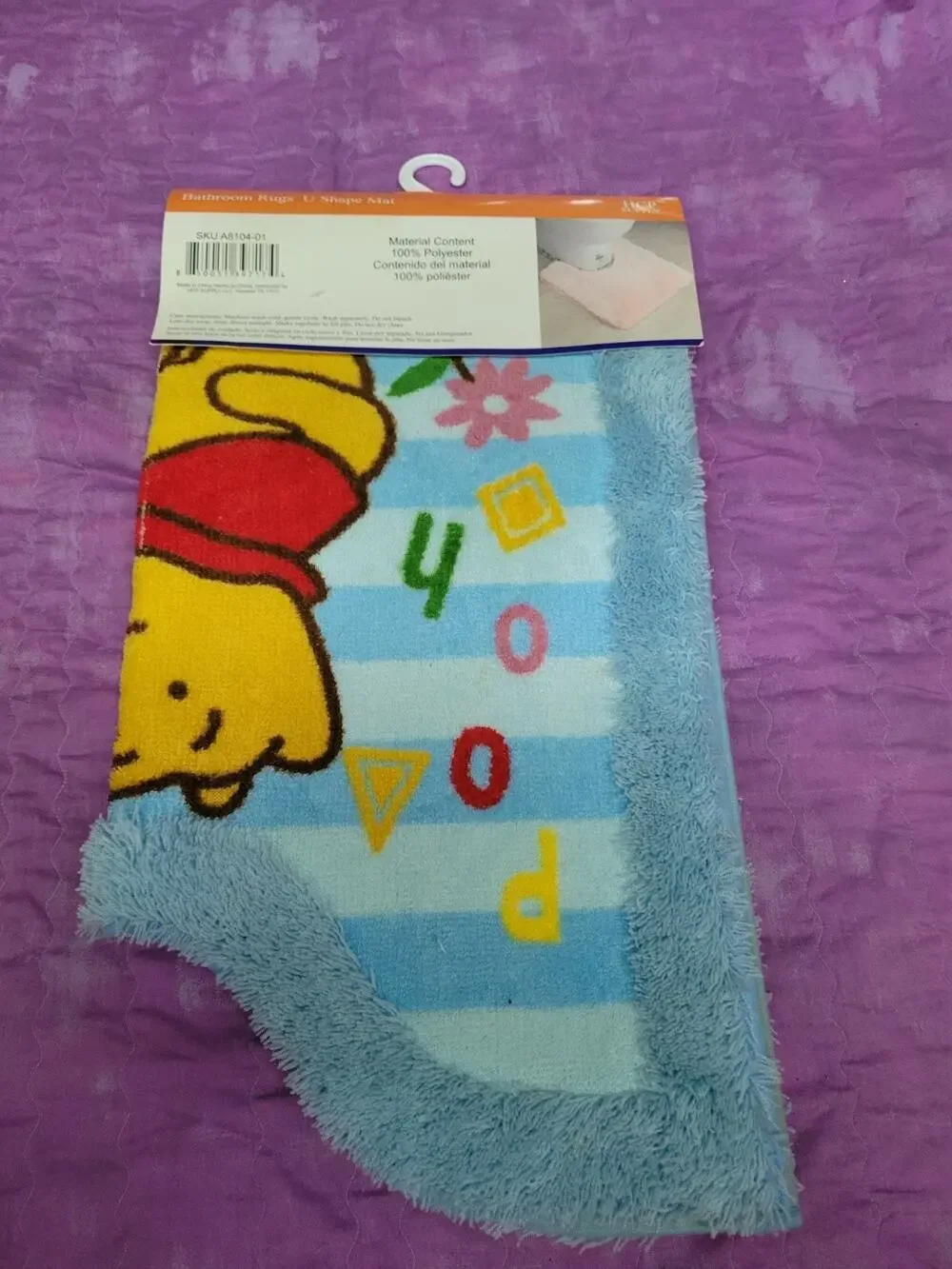 Winnie the Pooh Blue U-Shaped Cartoon Bathroom Mat New
